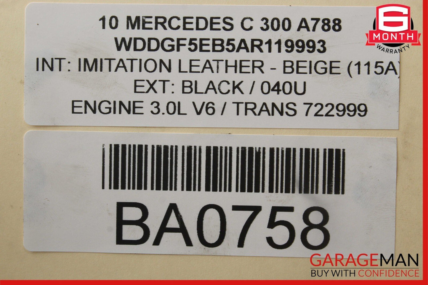 08-11 Mercedes W204 C300 3.0L V6 Engine Motor Right Side Cylinder Head RWD OEM