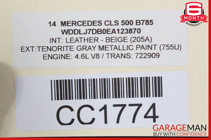 12-18 Mercedes W218 CLS550 Rear Left Driver Side Exterior Door Shell OEM