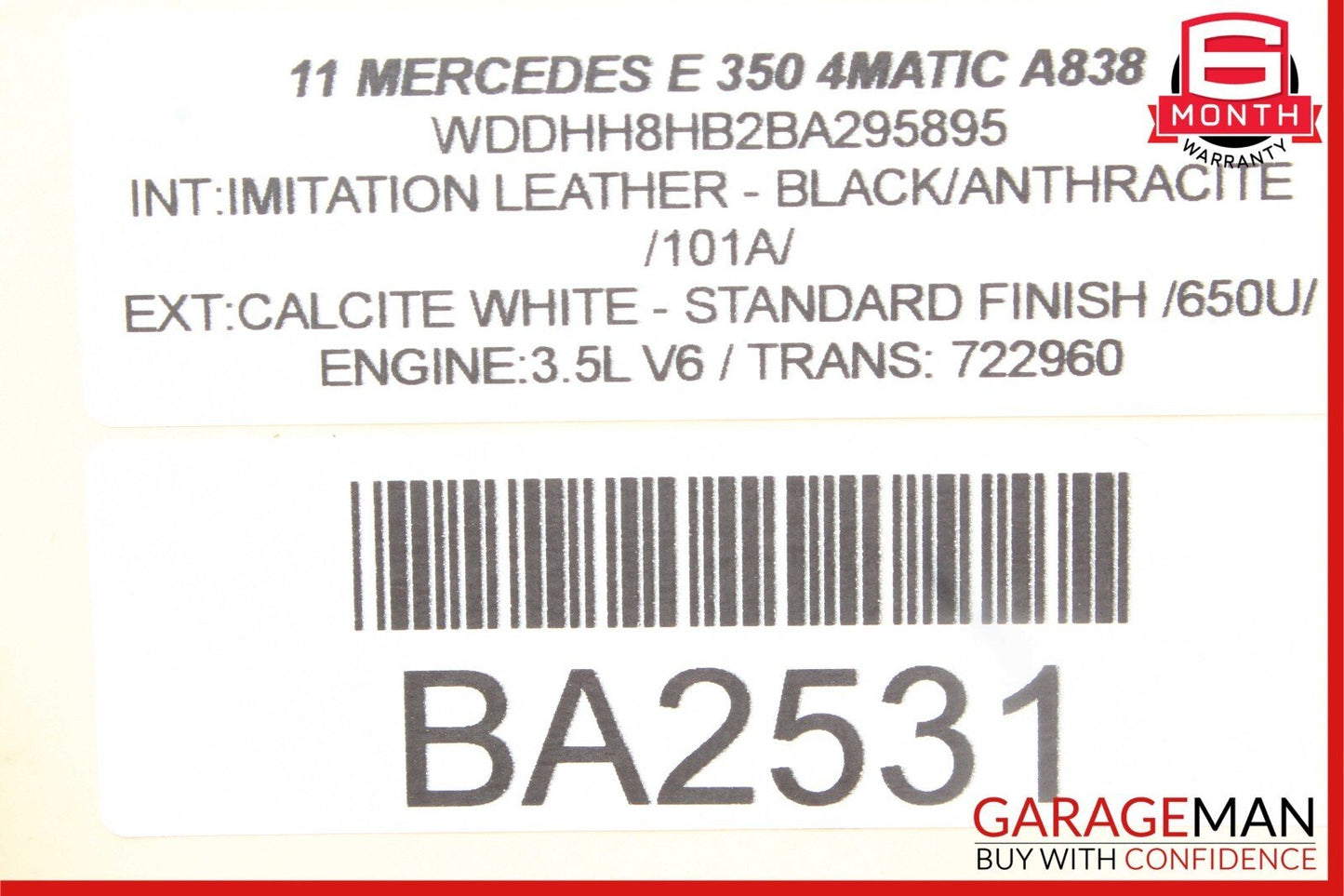 10-13 Mercedes W212 E350 E550 Rear Left Exterior Door Handle Assembly White OEM