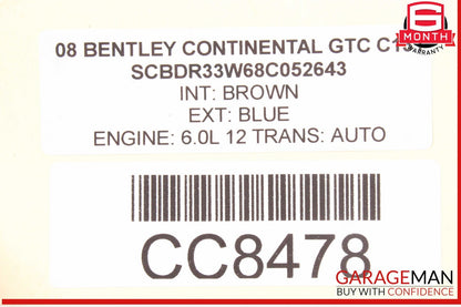 Bentley Continental GTC Rear Axle Driveshaft Drive Shaft Propeller OEM