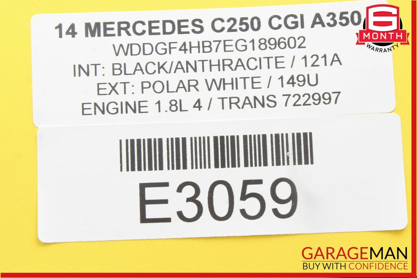 08-14 Mercedes W204 C250 C63 AMG Rear Overhead Dome Light Lamp Reading Map OEM