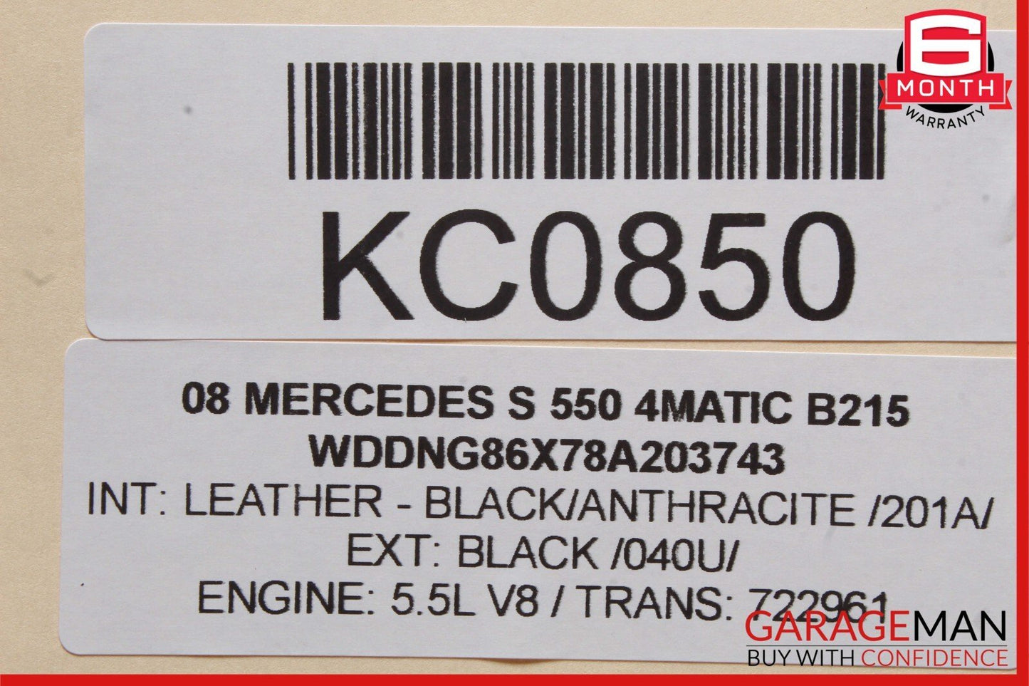 07-09 Mercedes W221 S550 S450 Rear Overhead Vanity Mirror Grey 2218101817 OEM