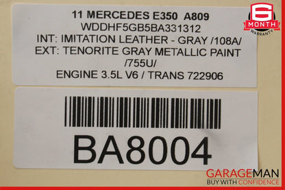 10-13 Mercedes W212 E350 E550 Front Right Side Interior Door Panel Cover Grey