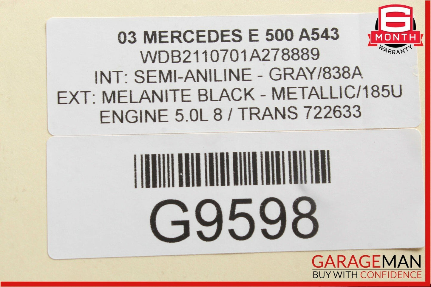 03-09 Mercedes W211 E500 Front Right Side Exterior Door Handle Melanite Black