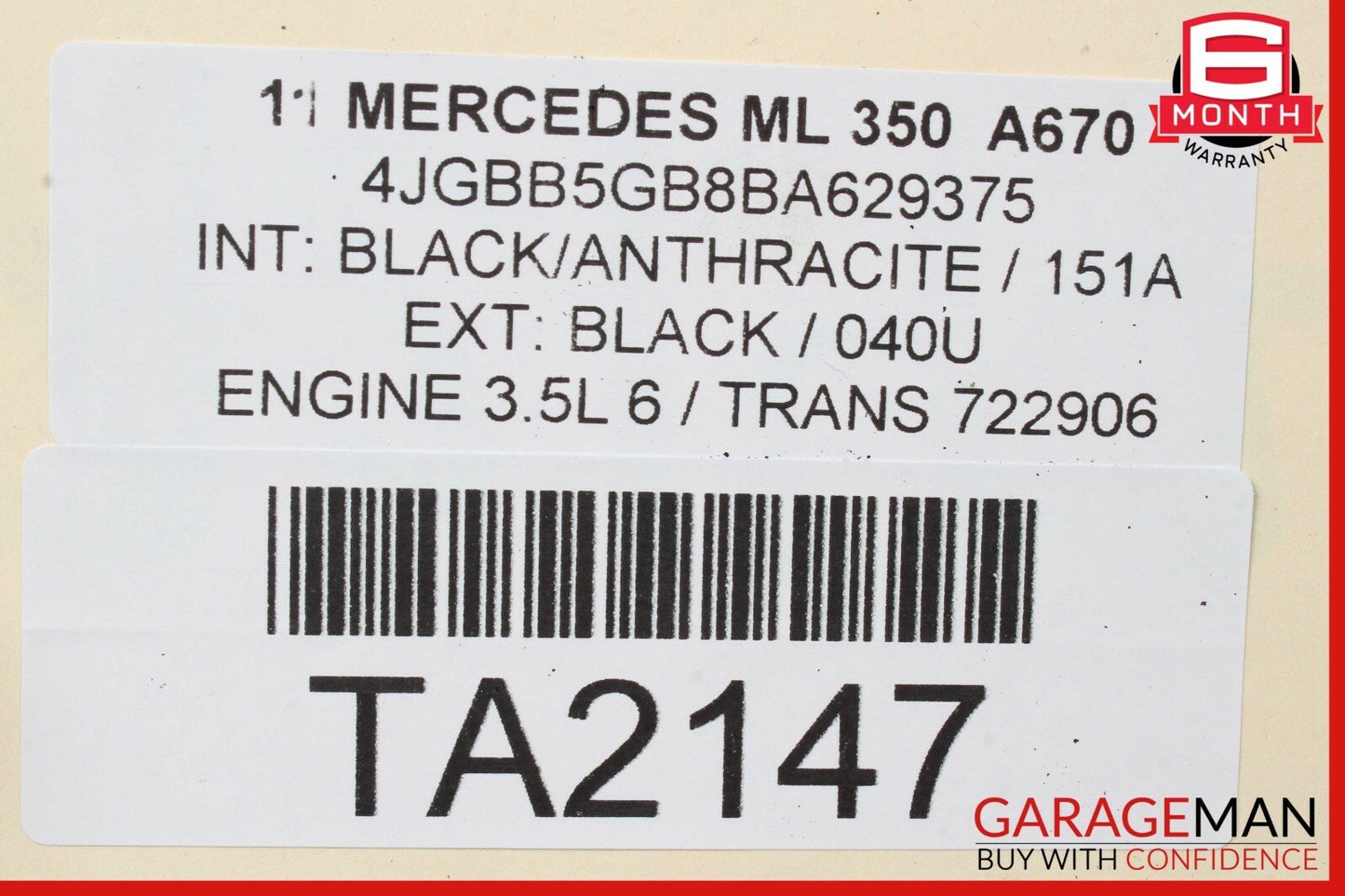 06-11 Mercedes W164 ML350 Front Dash Dashboard Panel Cover Assembly Black OEM