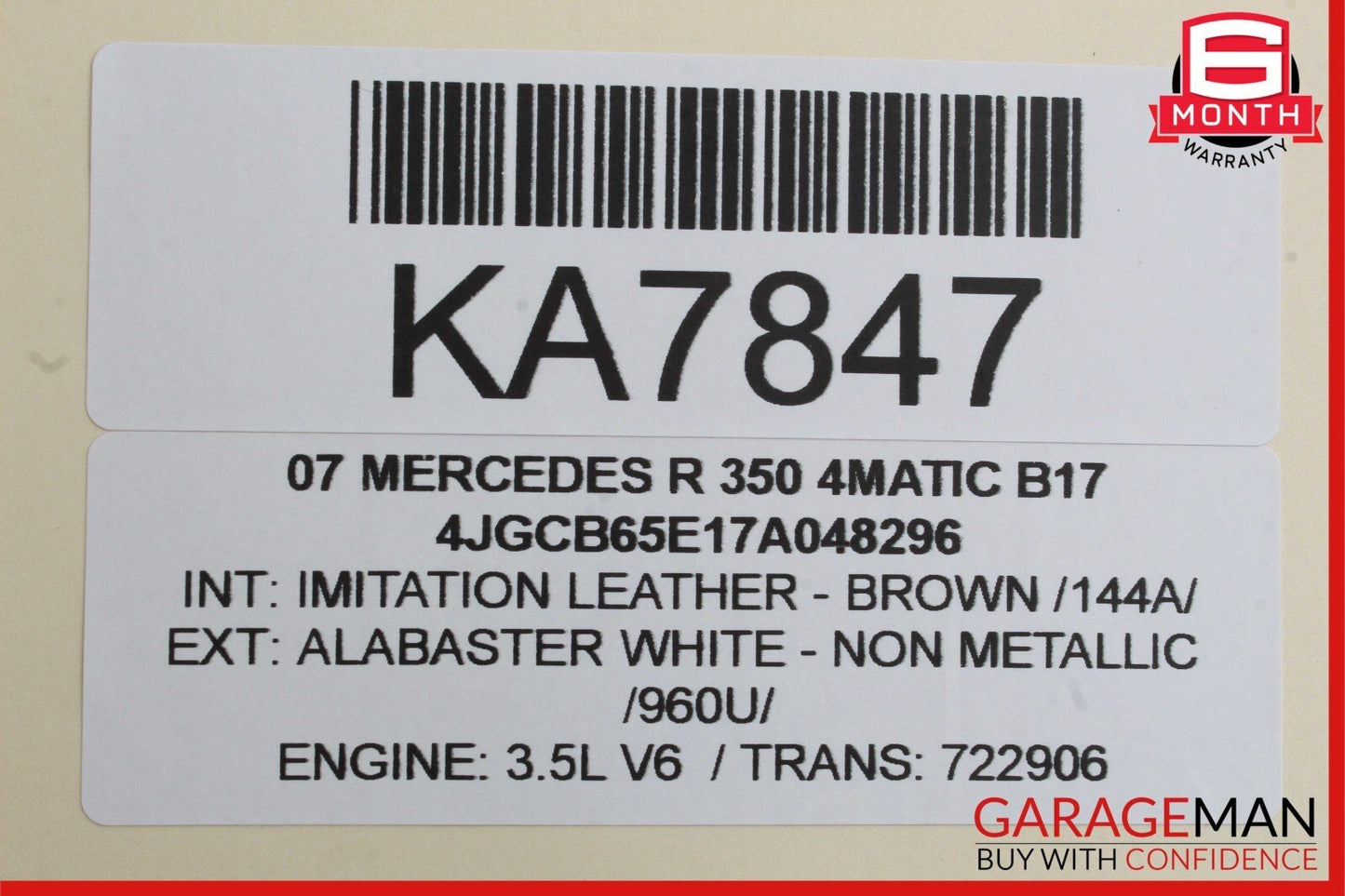 06-09 Mercedes W251 R350 Rear Left Side 3rd Row Seat Belt Seatbelt Retractor