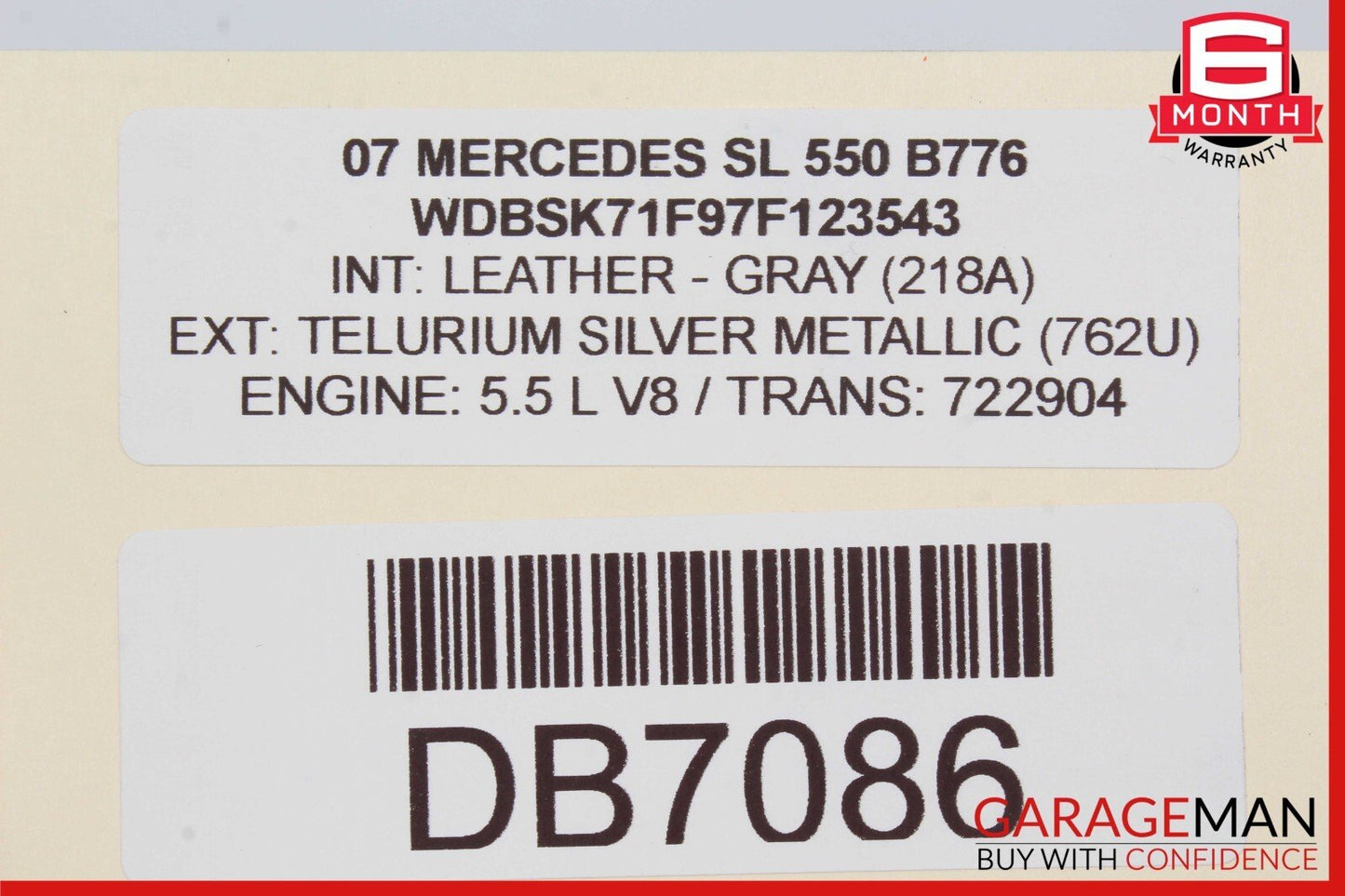 03-08 Mercedes R230 SL500 SL55 AMG Front Right Interior Door Panel Assy Grey