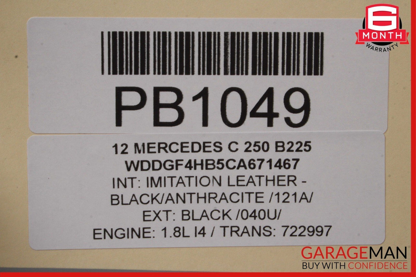 08-14 Mercedes W204 C350 C300 Sedan Front Right Upper Seat Cushion Anthracite