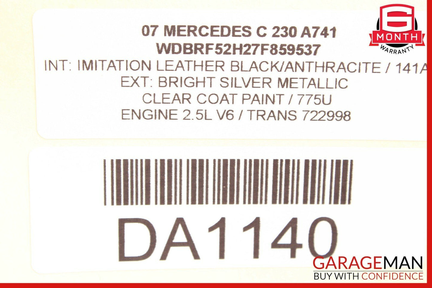 01-07 Mercedes W203 C230 C280 Rear Right Door Lock Latch Actuator 2037300435 OEM