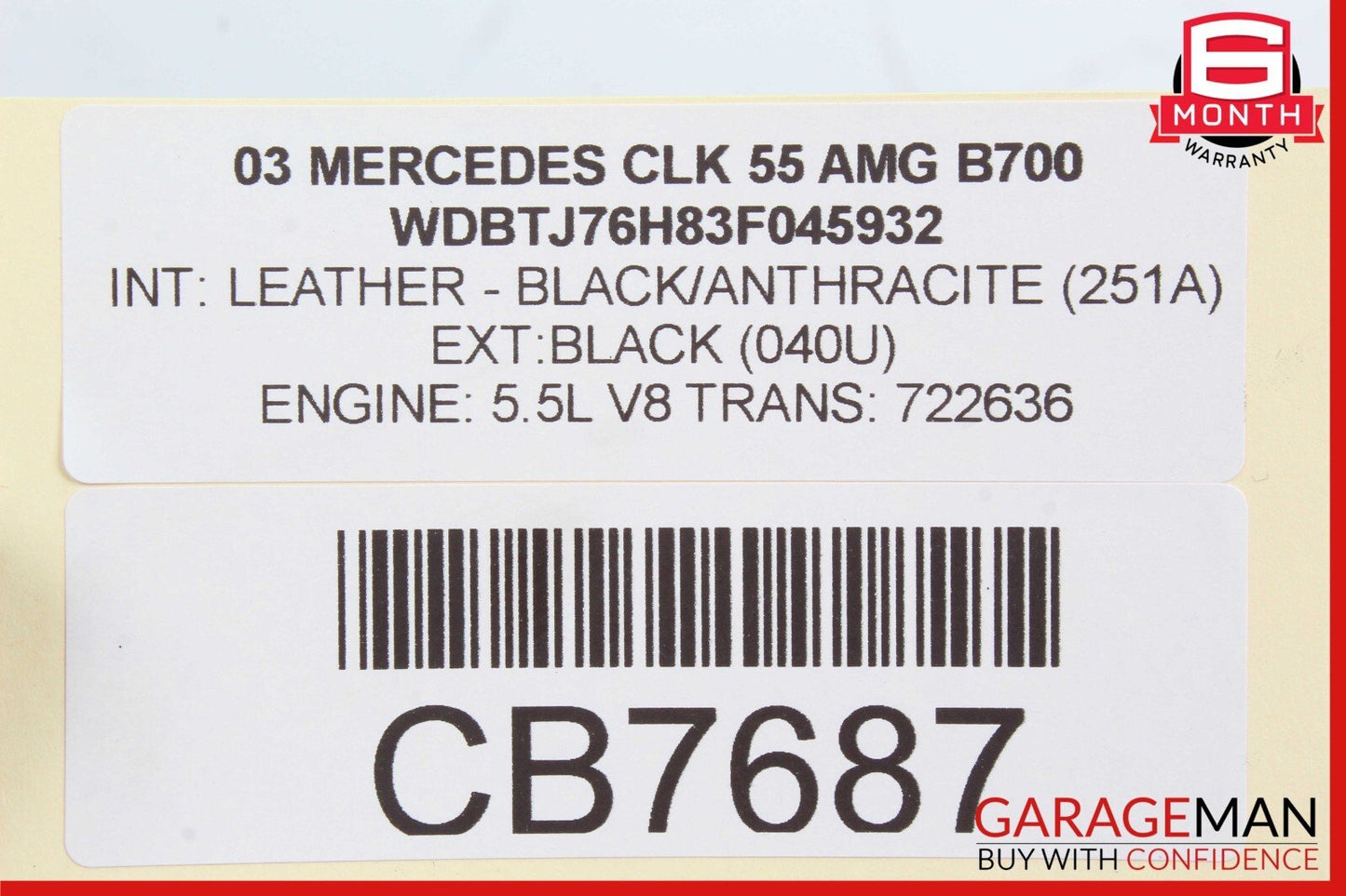 03-09 Mercedes W209 CLK55 AMG CLK500 Right Passenger Side Door Handle Black OEM