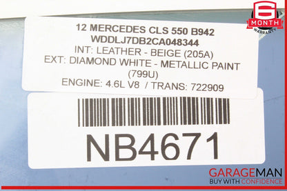 12-18 Mercedes W218 CLS550 CLS63 AMG Rear Left Driver Side Door Window Glass OEM