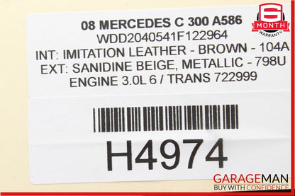 08-14 Mercedes W204 C250 C300 Front Right Side Interior Door Panel Trim Brown