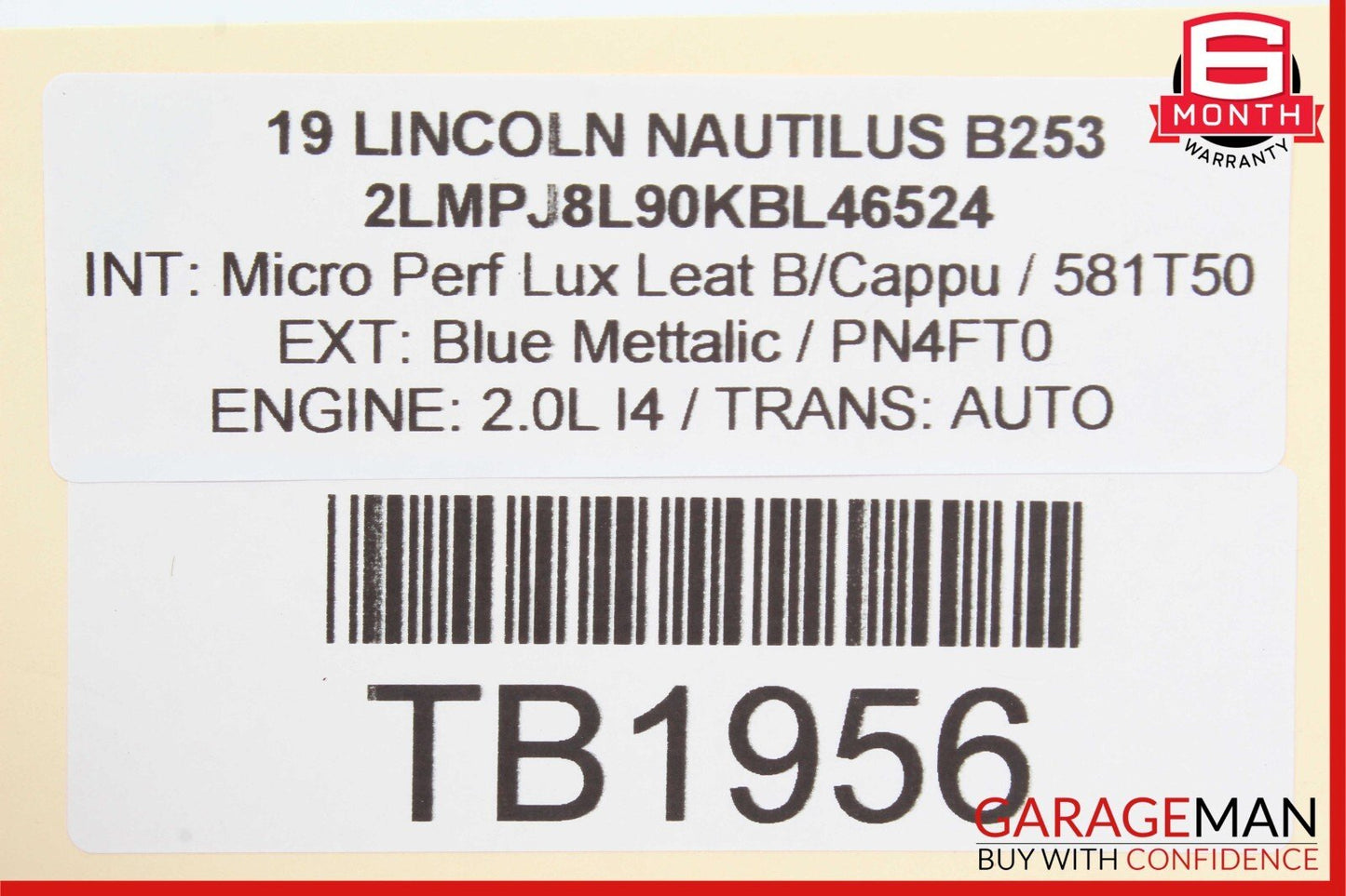 19-23 Lincoln Nautilus Interior Rear View Mirror Black OEM