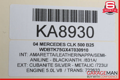 03-12 Mercedes W209 CLK500 E350 SL500 Steering Wheel Airbag Air Bag Black