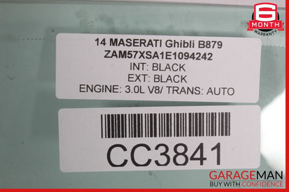 14-22 Maserati Ghibli M157 S Rear Right Passenger Side Door Window Glass OEM