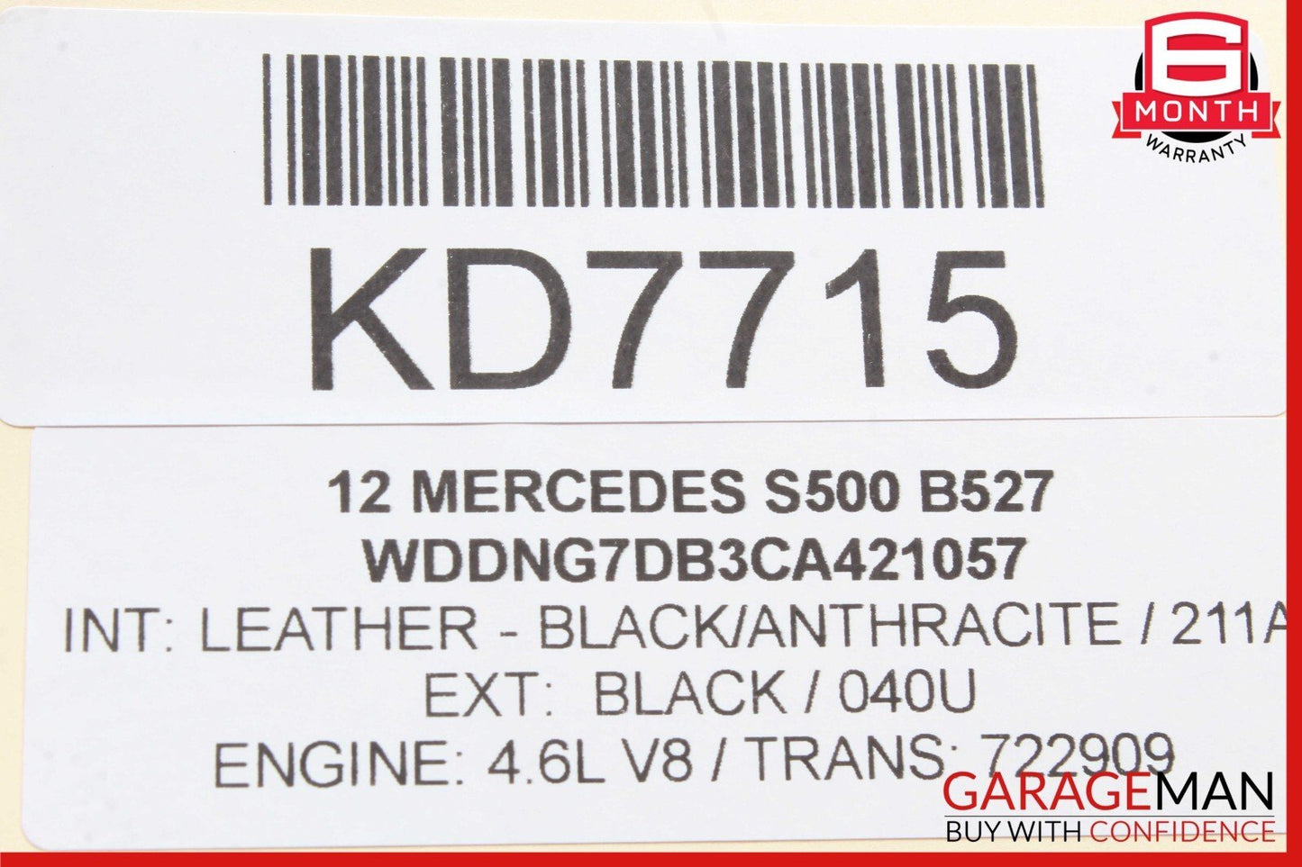 10-14 Mercedes W216 CL550 S550 S500 S63 AMG Front Interior Rear View Mirror Gray