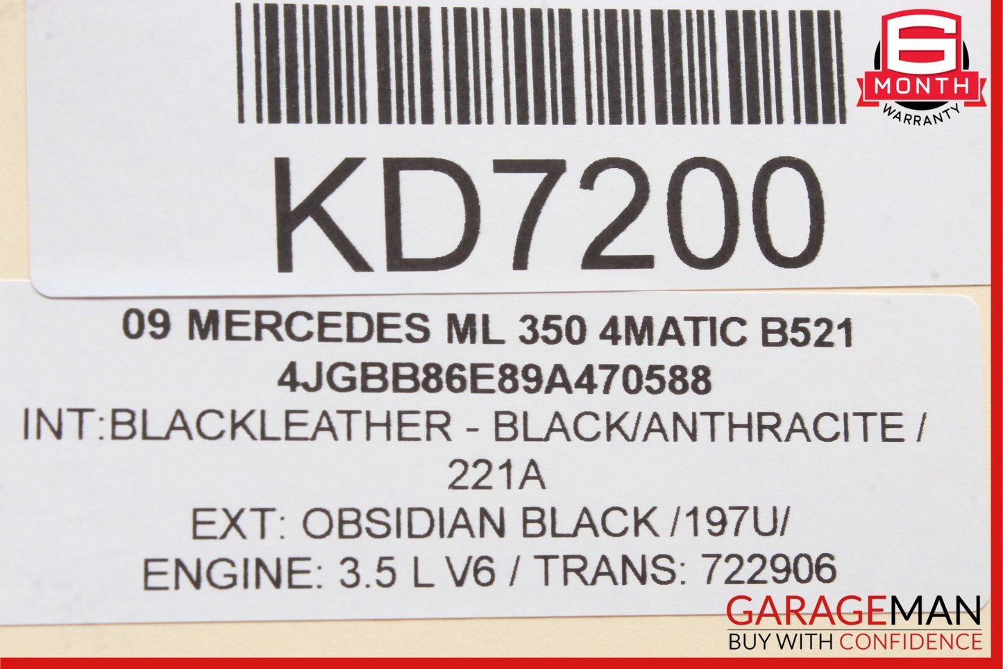 06-12 Mercedes X164 GL450 ML450 Front Right Side Sun Visor Sunvisor Shade Grey
