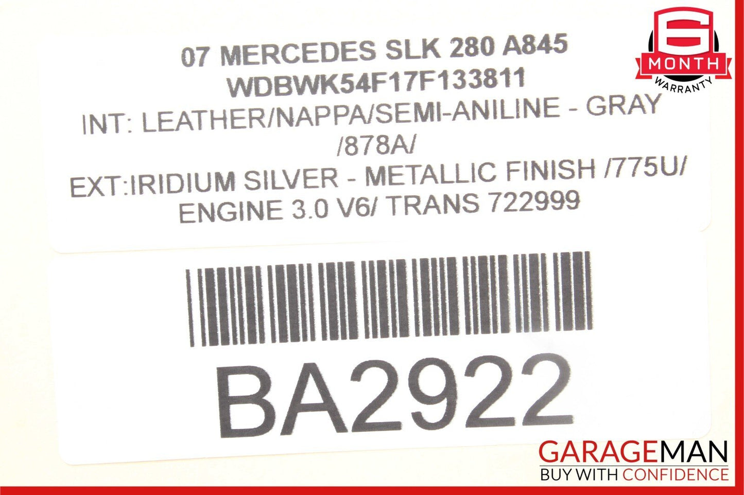 05-11 Mercedes R171 SLK280 Convertible Rear Right Side Top Trunk Lid Cylinder