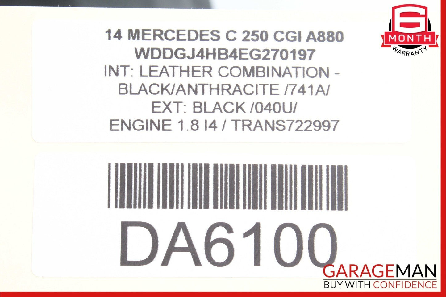 08-14 Mercedes W204 C300 Front Left Driver Side Top Upper Seat Cushion Black
