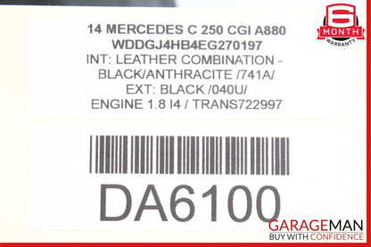 08-14 Mercedes W204 C300 Front Left Driver Side Top Upper Seat Cushion Black