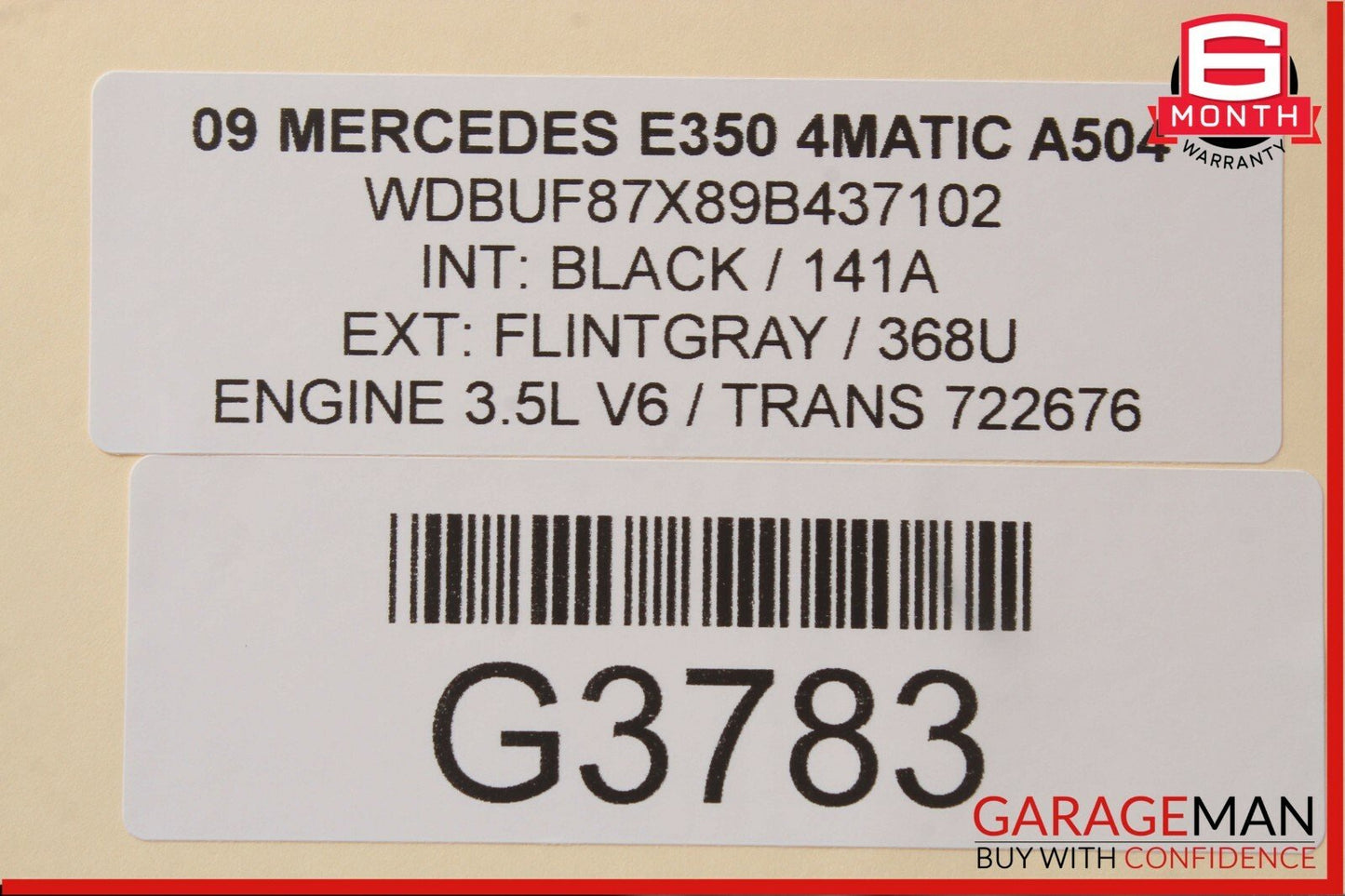 03-09 Mercedes W211 E350 Rear Left Driver Side Door Window Regulator Motor