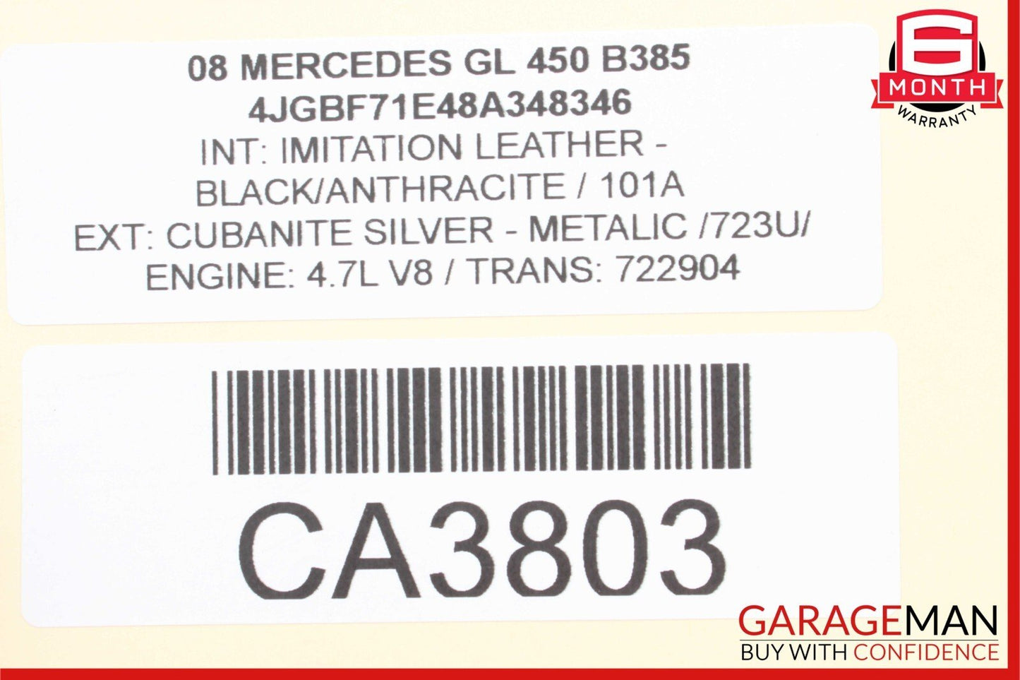 07-12 Mercedes X164 GL450 Front Right Side Top Upper Seat Cushion Cover Black