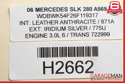 05-11 Mercedes R171 SLK280 C230 Sport 3 Spoke Steering Wheel Leather Black