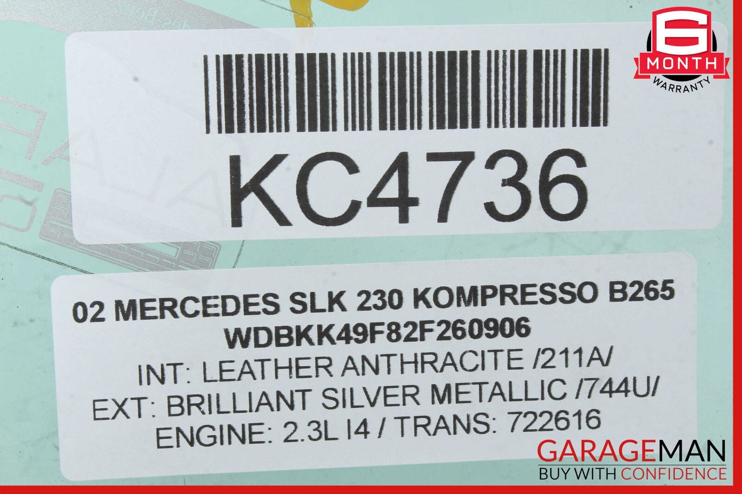 97-04 Mercedes R170 SLK230 SLK320 Rear Right Passenger Side Quarter Window Glass