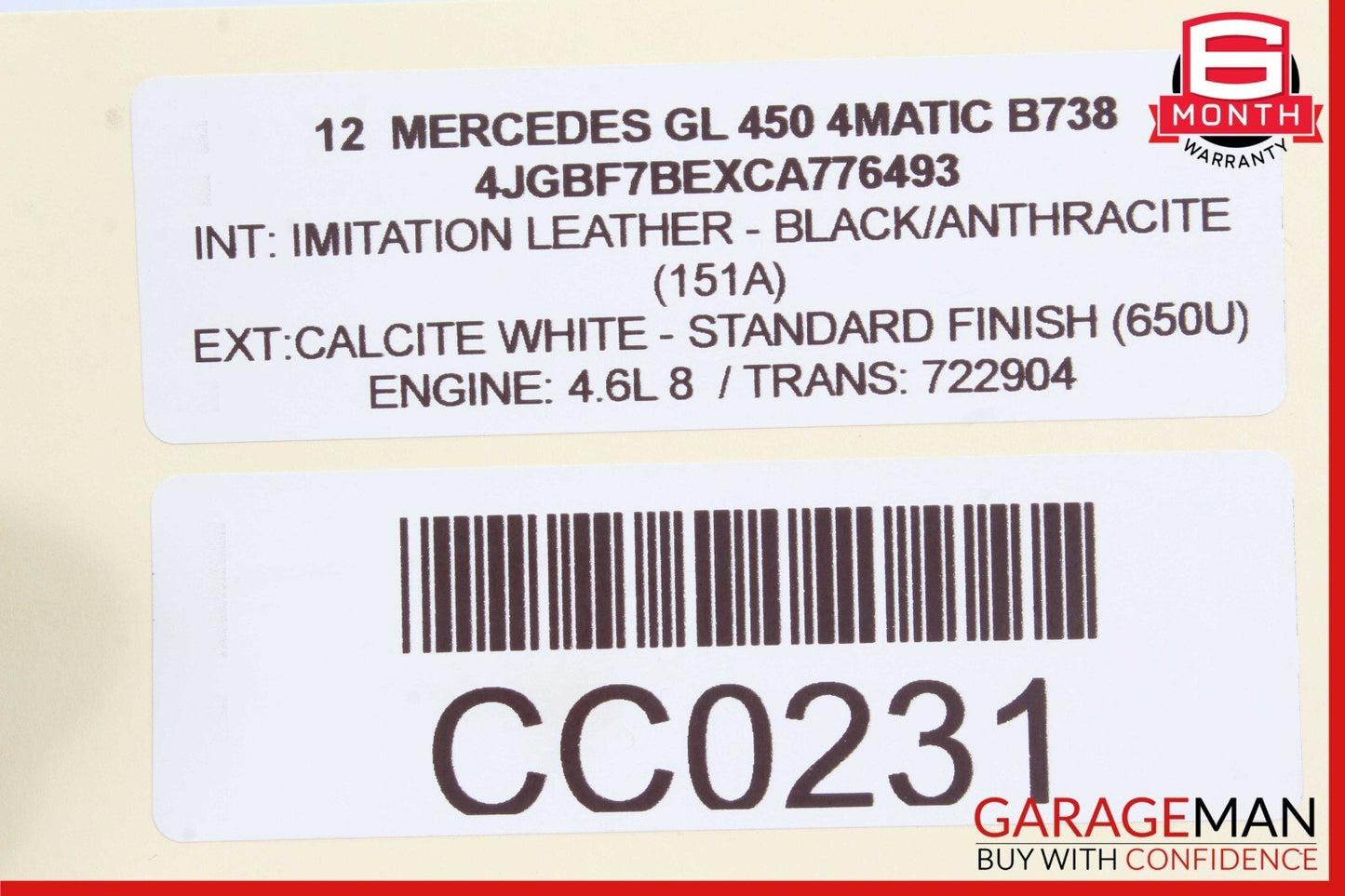 06-12 Mercedes X164 GL450 ML450 Front Right Side Sun Visor Sunvisor Cover Gray