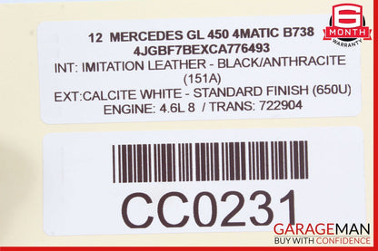 06-12 Mercedes X164 GL450 ML450 Front Right Side Sun Visor Sunvisor Cover Gray