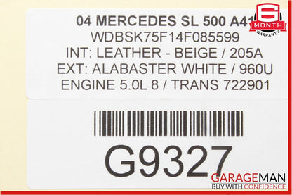 03-08 Mercedes R230 SL500 Front Left / Right Seat Belt Receiver Buckle Beige OEM