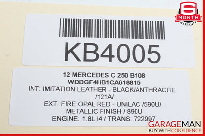 12-14 Mercedes W204 C250 C300 Rear Left Side Exterior Door Handle Red OEM