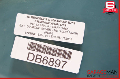 15-21 Mercedes W205 C400 Rear Right Side Door Window Glass OEM