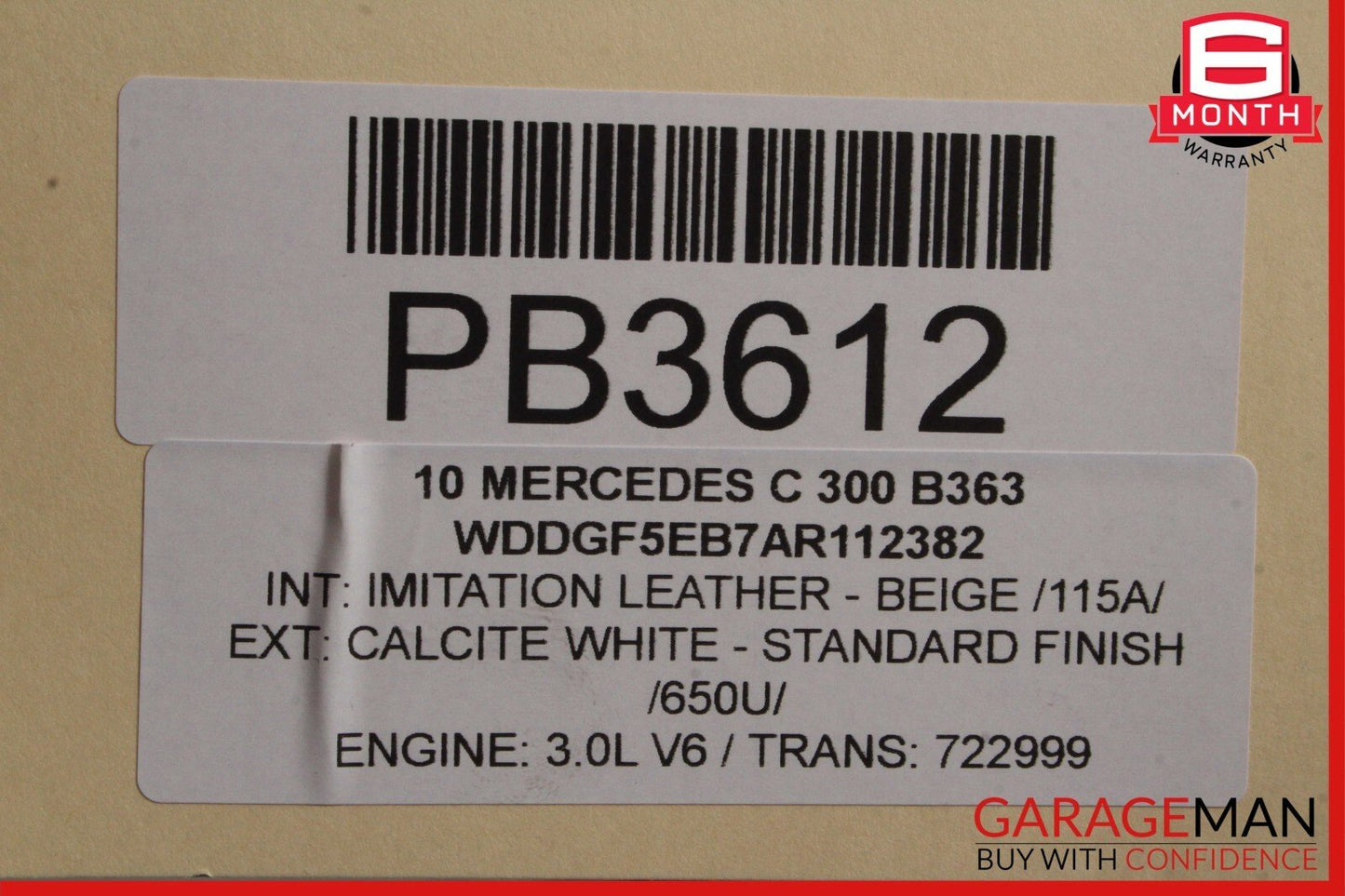 08-14 Mercedes W204 C250 C300 Sedan Front Right Top Upper Seat Cushion Beige
