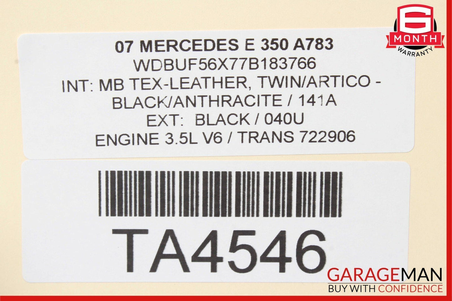 07-09 Mercedes W211 E350 Rear Right Side Interior Door Panel Black OEM