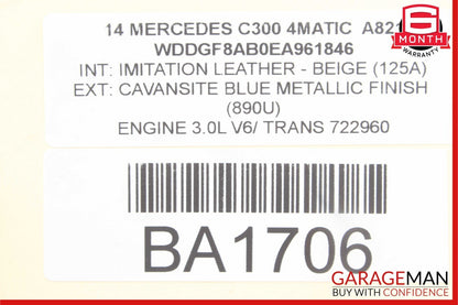 08-14 Mercedes W204 C300 Rear Left Driver Side Exterior Door Handle Blue OEM