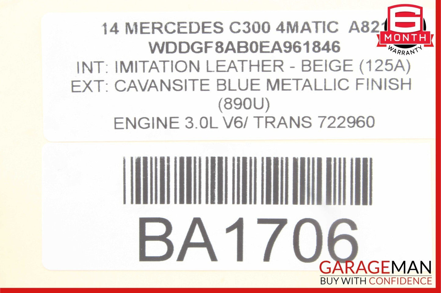 08-14 Mercedes W204 C300 Rear Left Driver Side Exterior Door Handle Blue OEM