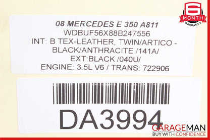 07-09 Mercedes W211 E350 E550 Front Right Side Lower Bottom Seat Cushion Black