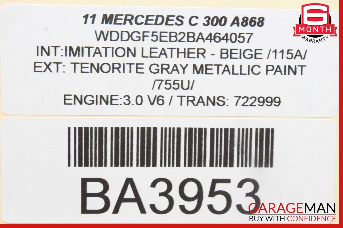 08-11 Mercedes W204 C300 C63 AMG Rear Right Side Door Lock Latch Actuator OEM