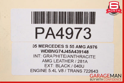 03-05 Mercedes W220 S55 CL55 AMG Rear Axle Carrier Differential Diff 2.65 OEM