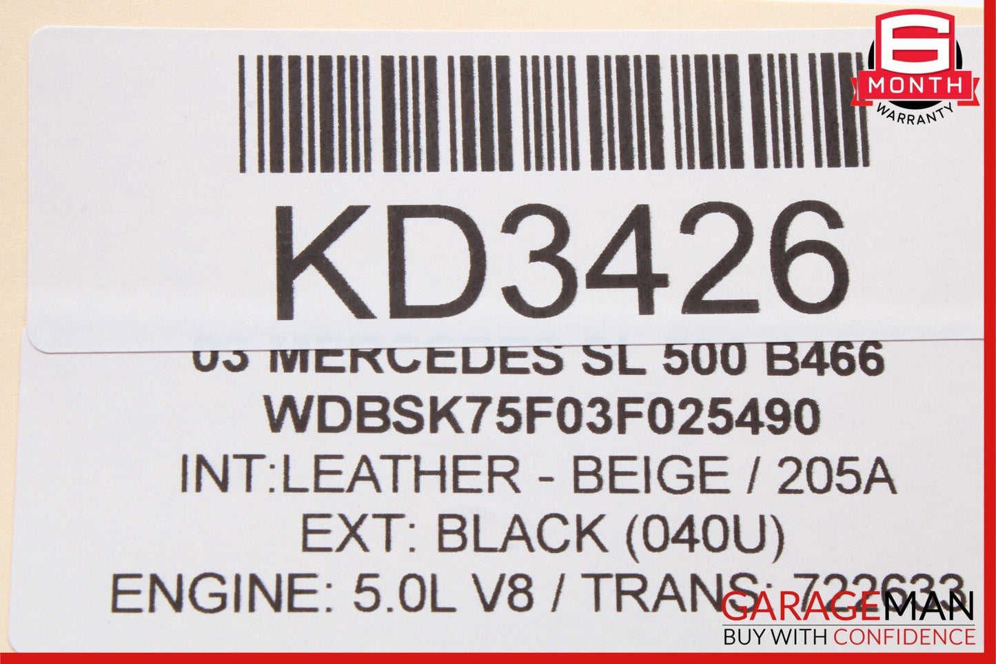 03-12 Mercedes R230 SL500 SL550 Right Trunk Lock Frame Cylinder 2307900471 OEM