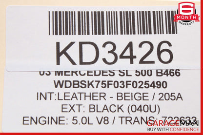 03-12 Mercedes R230 SL500 SL550 Right Trunk Lock Frame Cylinder 2307900471 OEM