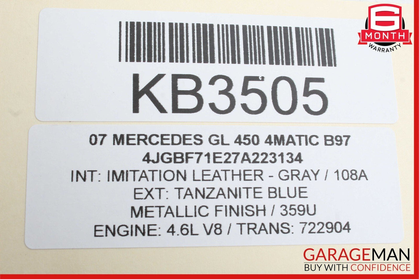 06-12 Mercedes X164 GL450 4MATIC Rear Right Side Quarter Window Regulator Motor