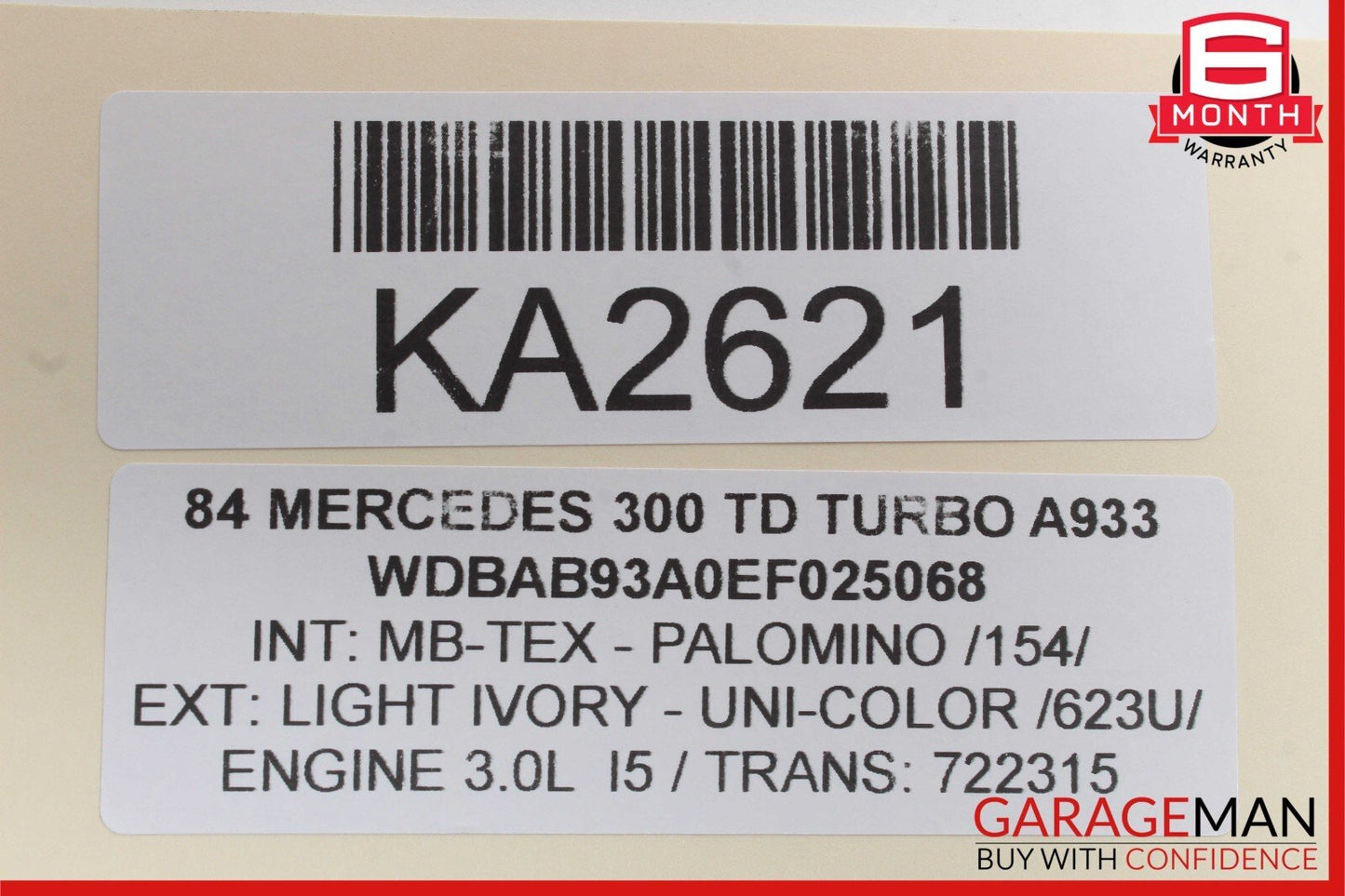 83-85 Mercedes W123 300TD 240D Front Right or Left Seat Headrest Head Rest OEM