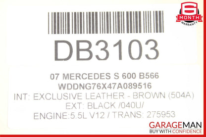 07-13 Mercedes W221 S550 S600 Rear Left Driver Side Exterior Door Shell Black