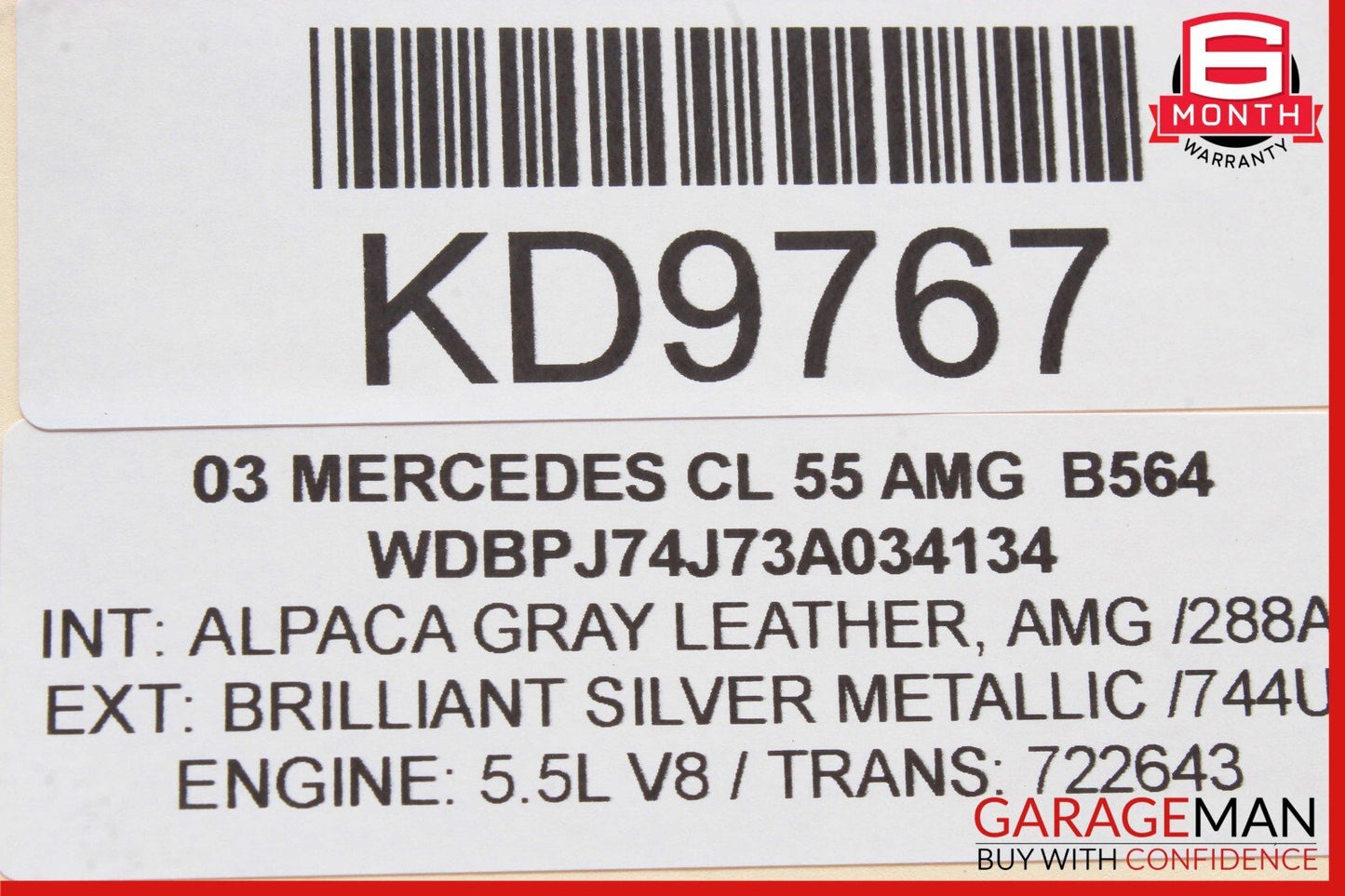 03-12 Mercedes W215 CL55 AMG CL500 Front Left Driver Door Window Regulator Motor