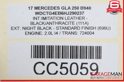 15-20 Mercedes X156 GLA250 Rear Left Driver Side Interior Door Panel OEM