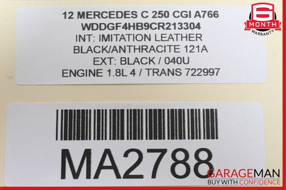 08-18 Mercedes E350 C250 C300 Front Upper Seat Bladder Bolster Cushion Assembly