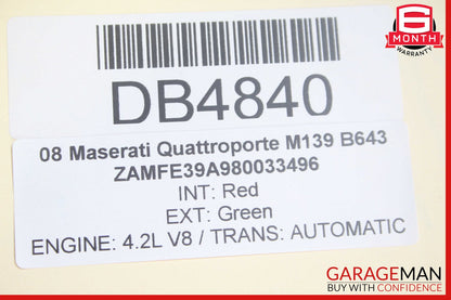 03-08 Maserati Quattroporte M139 Front Bumper Reinforcement Bar OEM