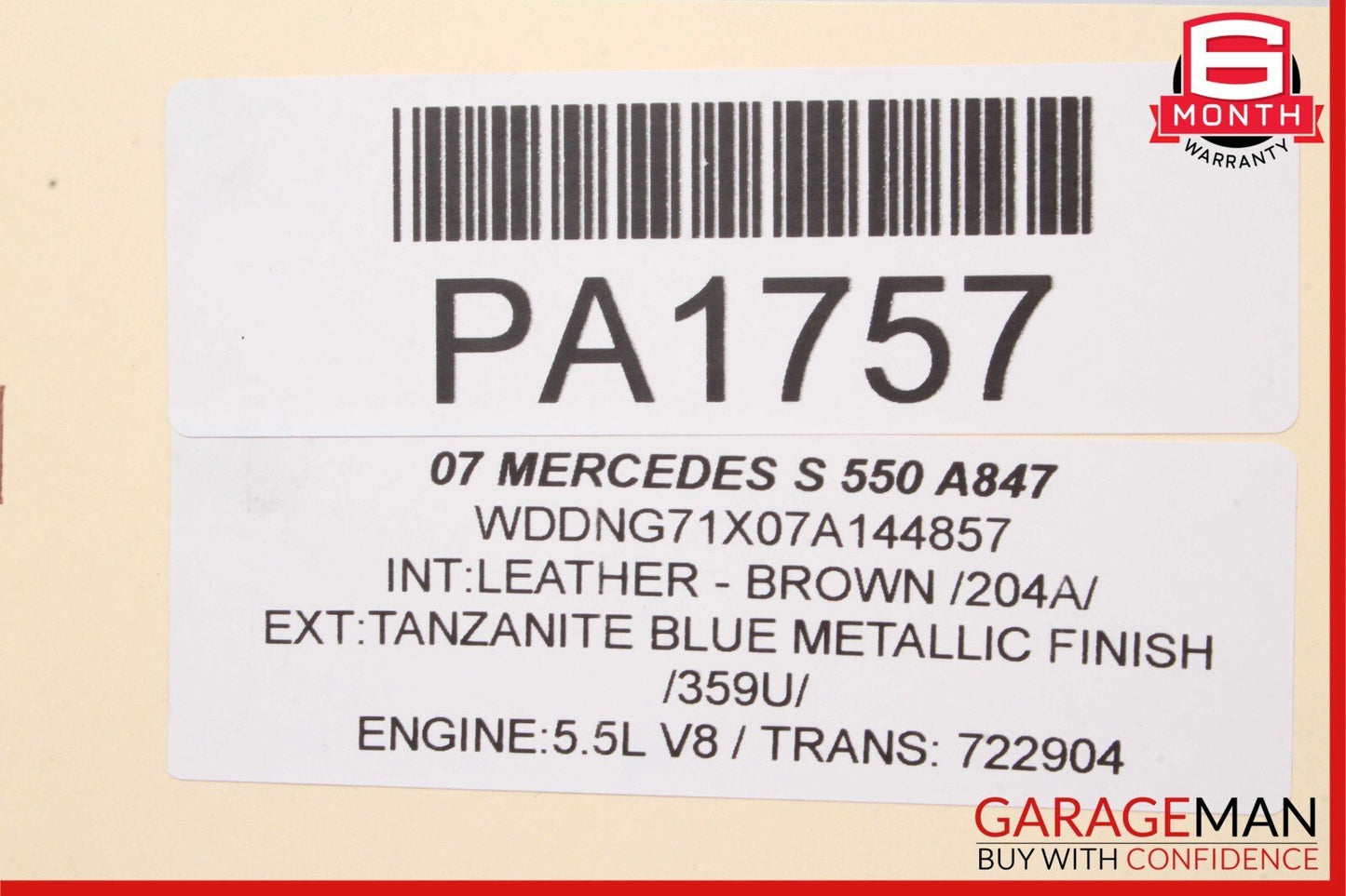 07-09 Mercedes W221 S450 S550 Front Left Side Top Upper Seat Cushion Brown